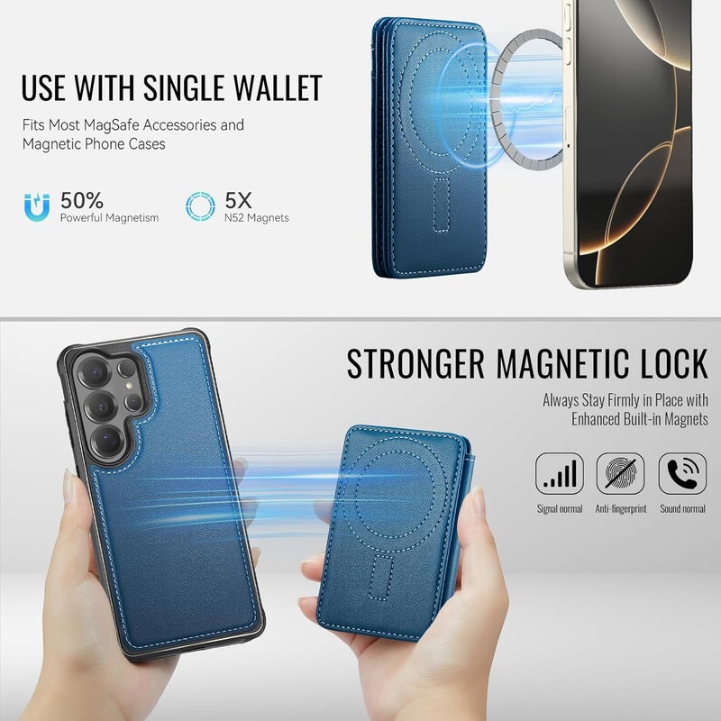 Usroom for Samsung Galaxy S25 Ultra Case Wallet Compatible with Magsafe, RFID Blocking Magnetic Card Holder 2 in 1 Detachable Kickstand Shockproof Phone Case for Galaxy S25 Ultra 6.9" Blue - Image 2